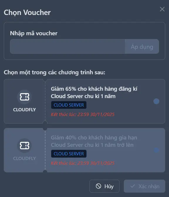 Chon ma giam gia Cloudfly Chon ma giam gia Cloudfly